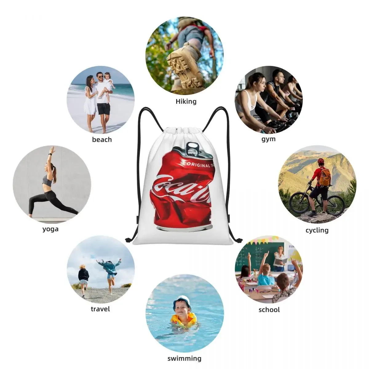 sacs à dos coca cola, sacs décontractés à cordon, sacs pour articles divers, sacs à livres pour étudiants en voyage