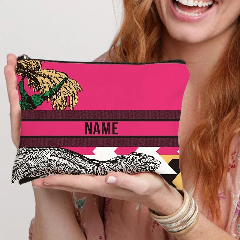 trousse de maquillage personnalisée pour femmes, cadeau pour enseignant(e) scolaire, trousse à crayons personnalisée, trousse à cosmétiques magnifique avec nom pour femme