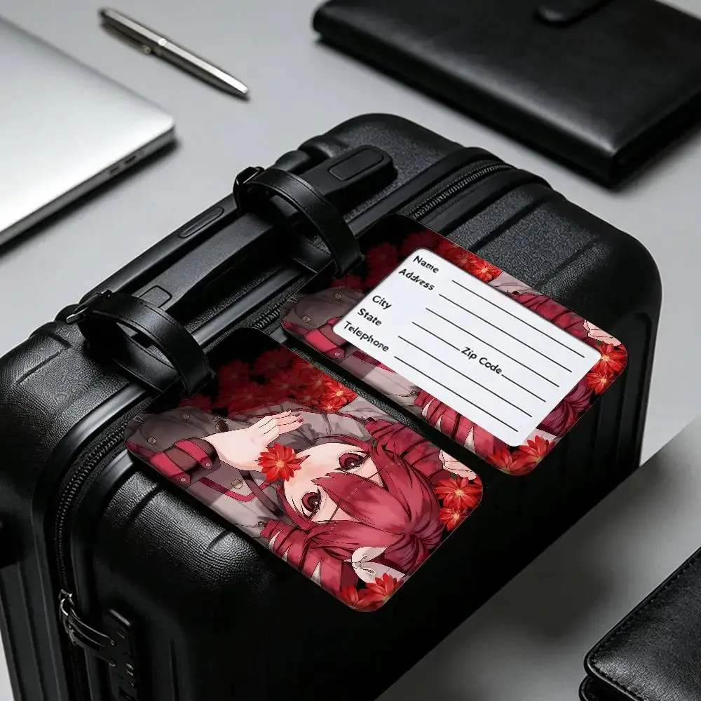 1 pièce étiquette d'identification de bagage en pvc populaire du chanteur virtuel kasane teto, porte-carte d'information anti-perte, étiquette nominative pour valise de voyage