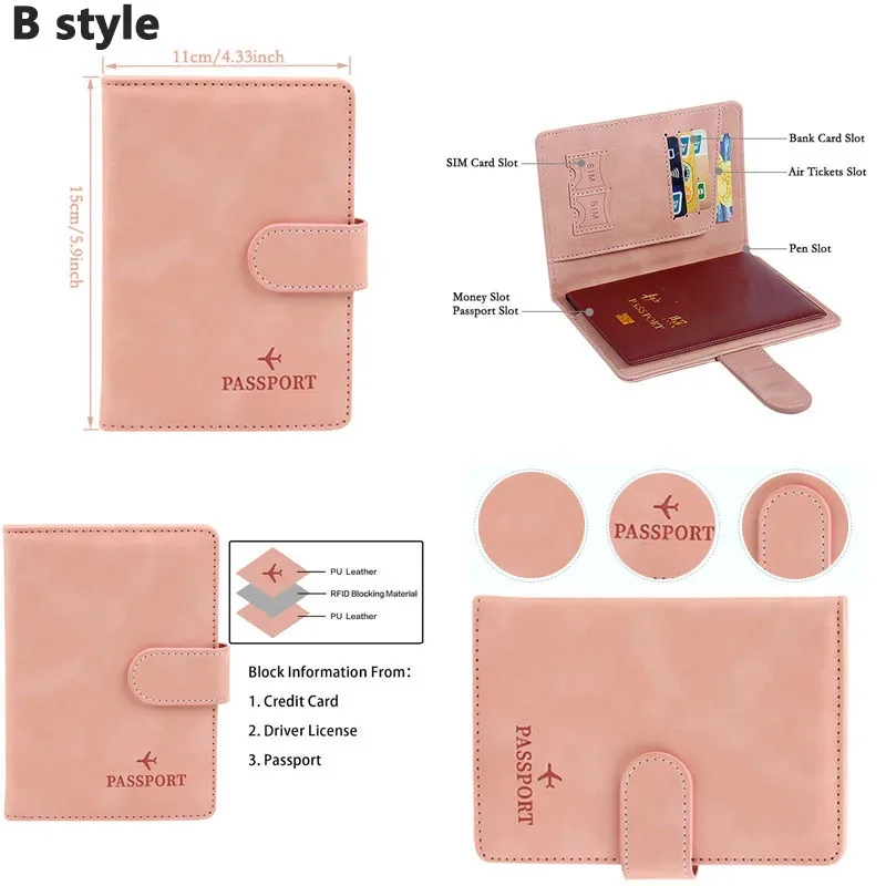 porte-passeport en cuir couvre étui étanche voyage carte de crédit portefeuille mignon passeport livre pour femmes/hommes boucle passeport couverture