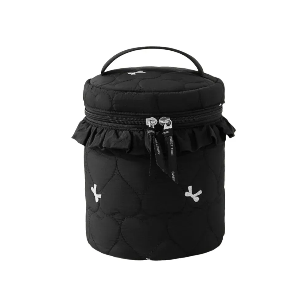 trousse de toilette cylindrique motif cœur multi-poches grande capacité couleurs bonbon pour maman