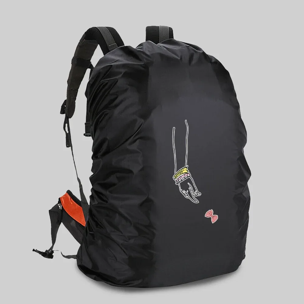 juste de protection imperméable et anti-poussière pour cartable, sac à dos d'escalade en plein air, impression d'image blanche, housse de pluie pour le camping, 20-70l