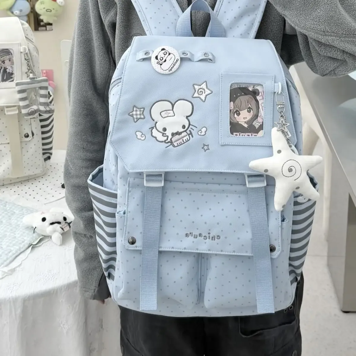 sac à dos grande capacité style japonais avec oreilles de lapin mignonnes, sac ita kawaii, sacs de rangement, sac d'école pour étudiants, sac de voyage, sac pour femme