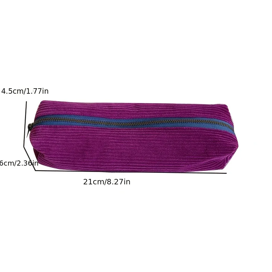 pochette de rangement en velours côtelé grande capacité, design minimaliste, trousse de maquillage portable, étui multifonctionnel pour papeterie et crayons, trousse de toilette de voyage