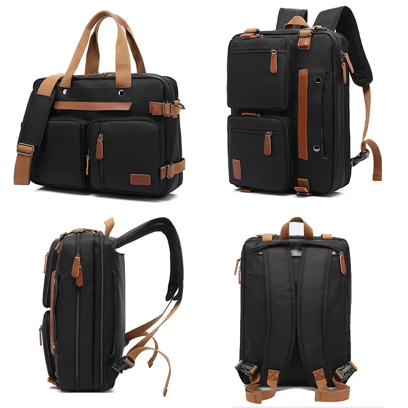 sac à dos personnalisé pour hommes, logo en nylon imperméable à trois usages, sac pour ordinateur portable 15.6/17.3 pouces