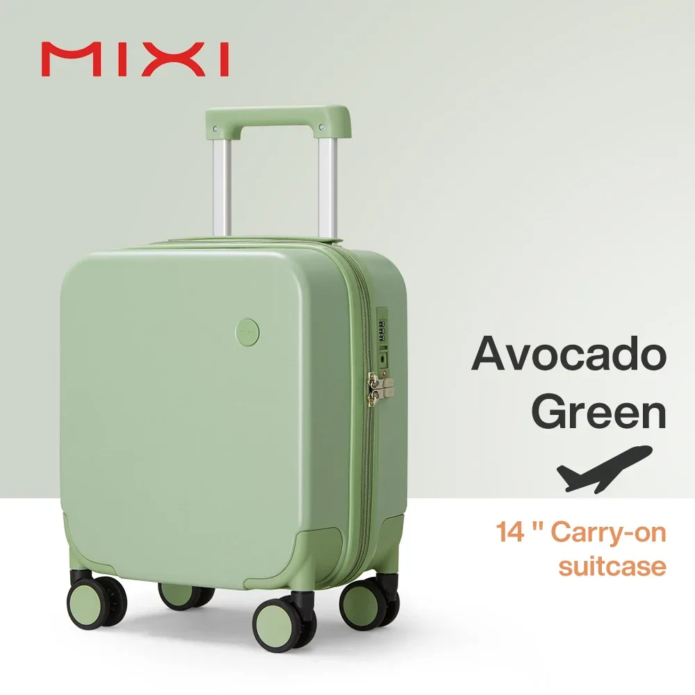 mixi 14 pouces sous le siège bagage à main léger mini valise pc petits enfants sac tsa serrure voyage costume étui spinner roues
