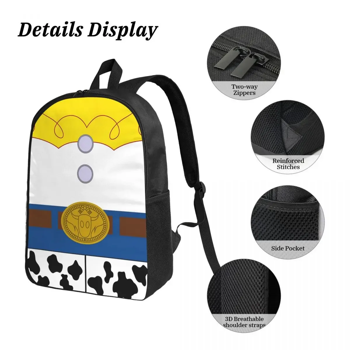 jouet cowgirl jessie sac à dos étudiant garçons filles bookbag sac d'école ordinateur sacs à bandoulière 3ps sac à déjeuner isolé trousse à crayons