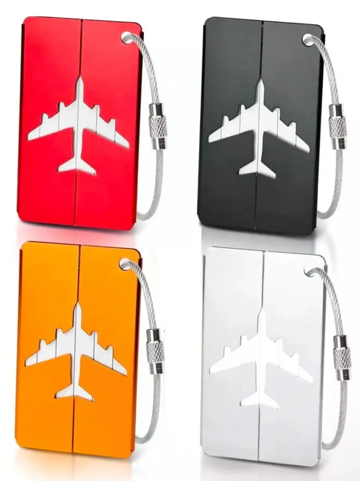 étiquette de bagage en aluminium étanche, motif avion minimaliste avec anneau en acier inoxydable, porte-passe d'embarquement, porte-carte d'identité de voyage