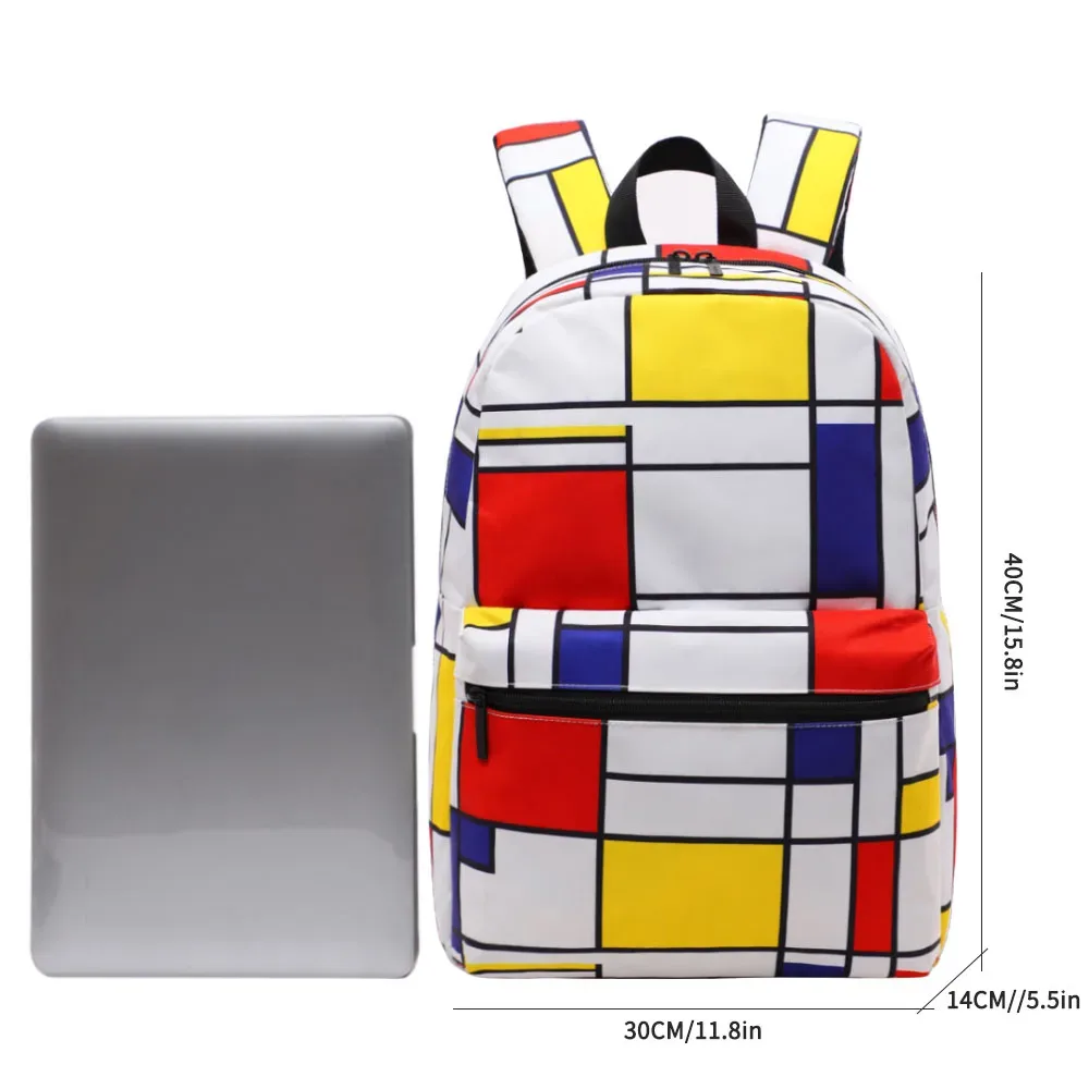 tinyat 14 inch gaming backpack, shockproof laptop compartment school bag, 3d color block design travel backpack for gym,cycling