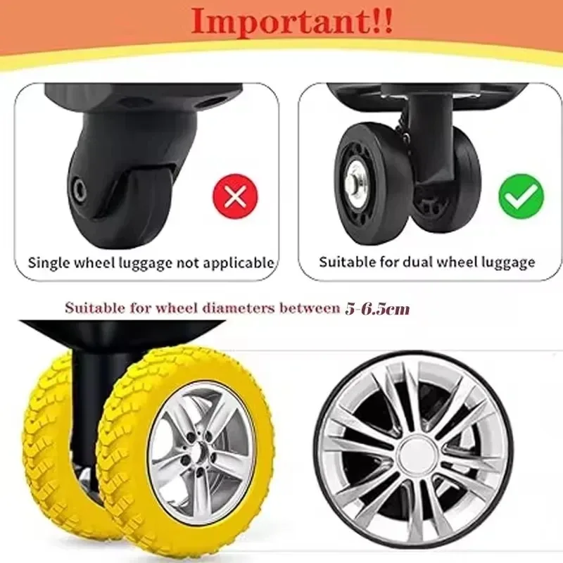 8 protections en silicone pour roulettes de valise, réduisant le bruit, pour bagages de voyage