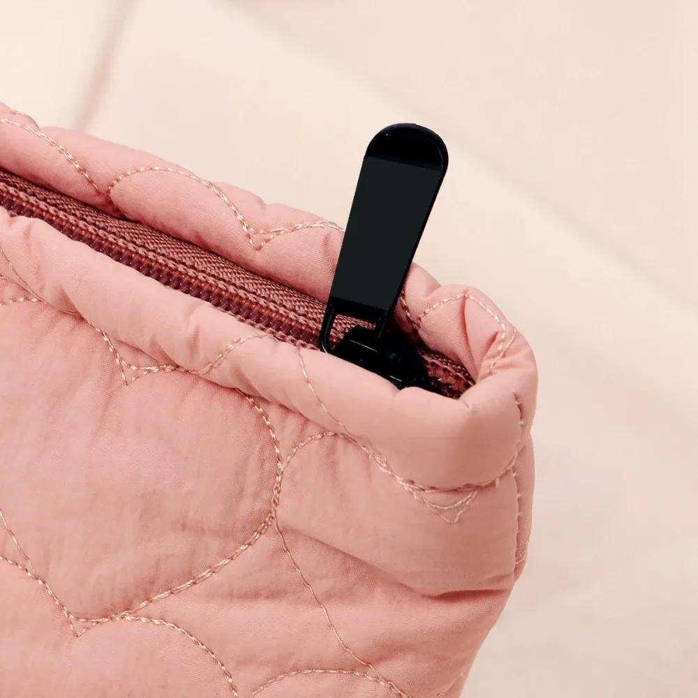 sac de maquillage matelassé en forme de cœur pour femmes, macaron, grande capacité, mignon, pochette de rangement de cosmétiques, sac à main de voyage
