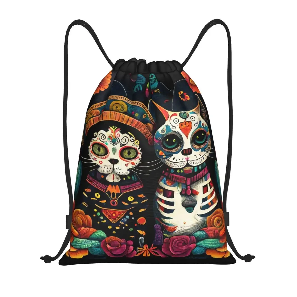 sacs à dos day of the dead kitten cat sugar skull dia de los muertos, sacs décontractés à cordon, sacs de sport, sacs à livres pour le voyage