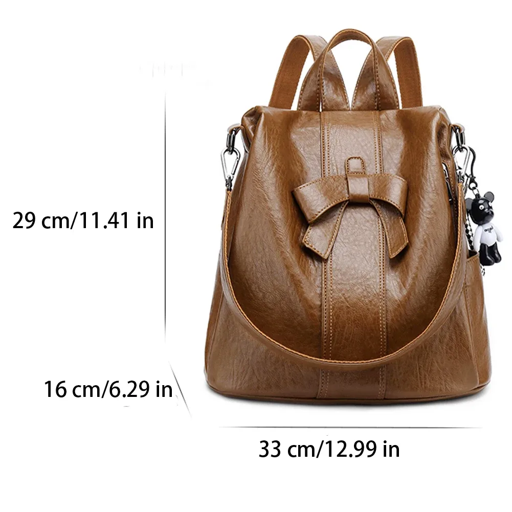 sac à dos en cuir véritable de haute qualité, antivol, sac à bandoulière, sac à dos professionnel pour femmes, élégant sac en cuir pour femme avec nœud
