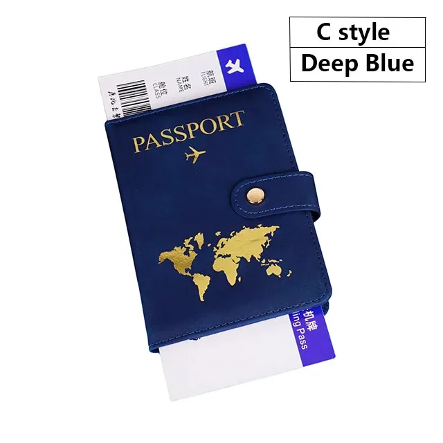 portefeuille de voyage en cuir pu souple multi-fentes avec logo avion, fermeture à pression, porte-cartes sim et porte-documents d'identité