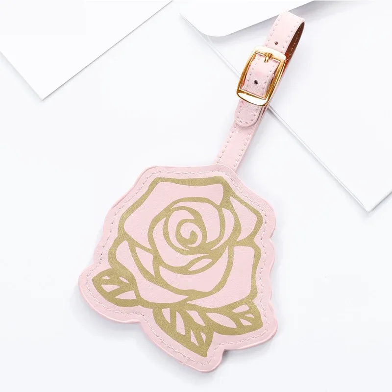 étiquette de bagage créative papillon et fleur pour femmes et hommes, étiquette portable, porte-adresse d'identification de valise, pendentif de sac, accessoires de voyage