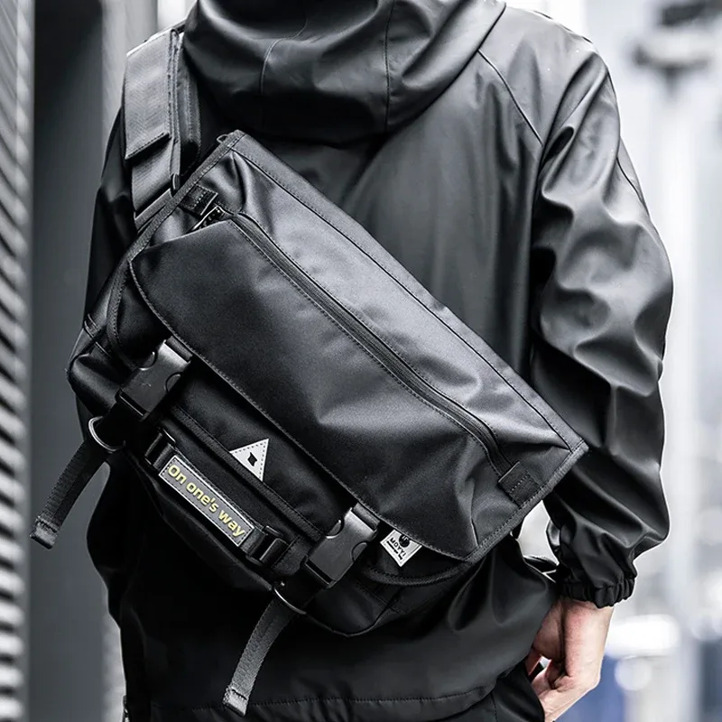 sac messager pour hommes, sac à bandoulière tactique tendance, sacs imperméables, sac streetwear hip hop, sac en oxford