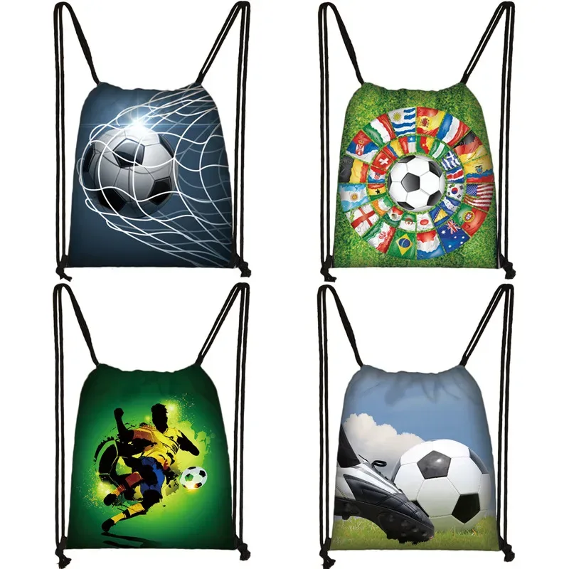 sac à dos en toile avec imprimé footbally et soccerly pour homme, sac de voyage avec cordon de serrage de prox