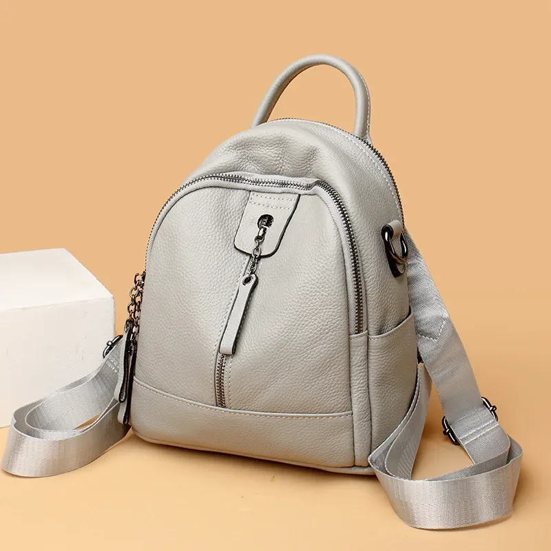 sac à dos en cuir de vache 2021 souple pour jeunes filles et femmes, accessoire de mode avec couche supérieure en véritable peau de vache, pour livre, style sac à dos, 100%