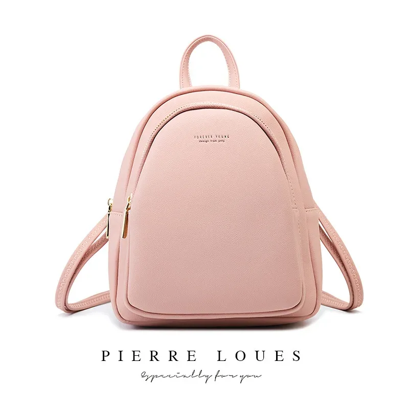 petit sac à dos en cuir pu pour femmes, sac à bandoulière preppy solide pour dames, sac à dos de voyage pour écoliers