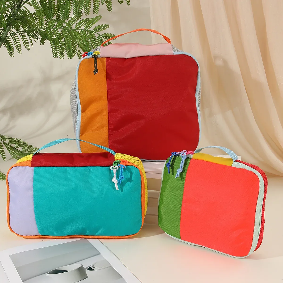 sacs de rangement dopamine printemps-été, 3 pièces (grands, moyens et petits formats) pour les trajets quotidiens et les voyages d'affaires, trousse de toilette