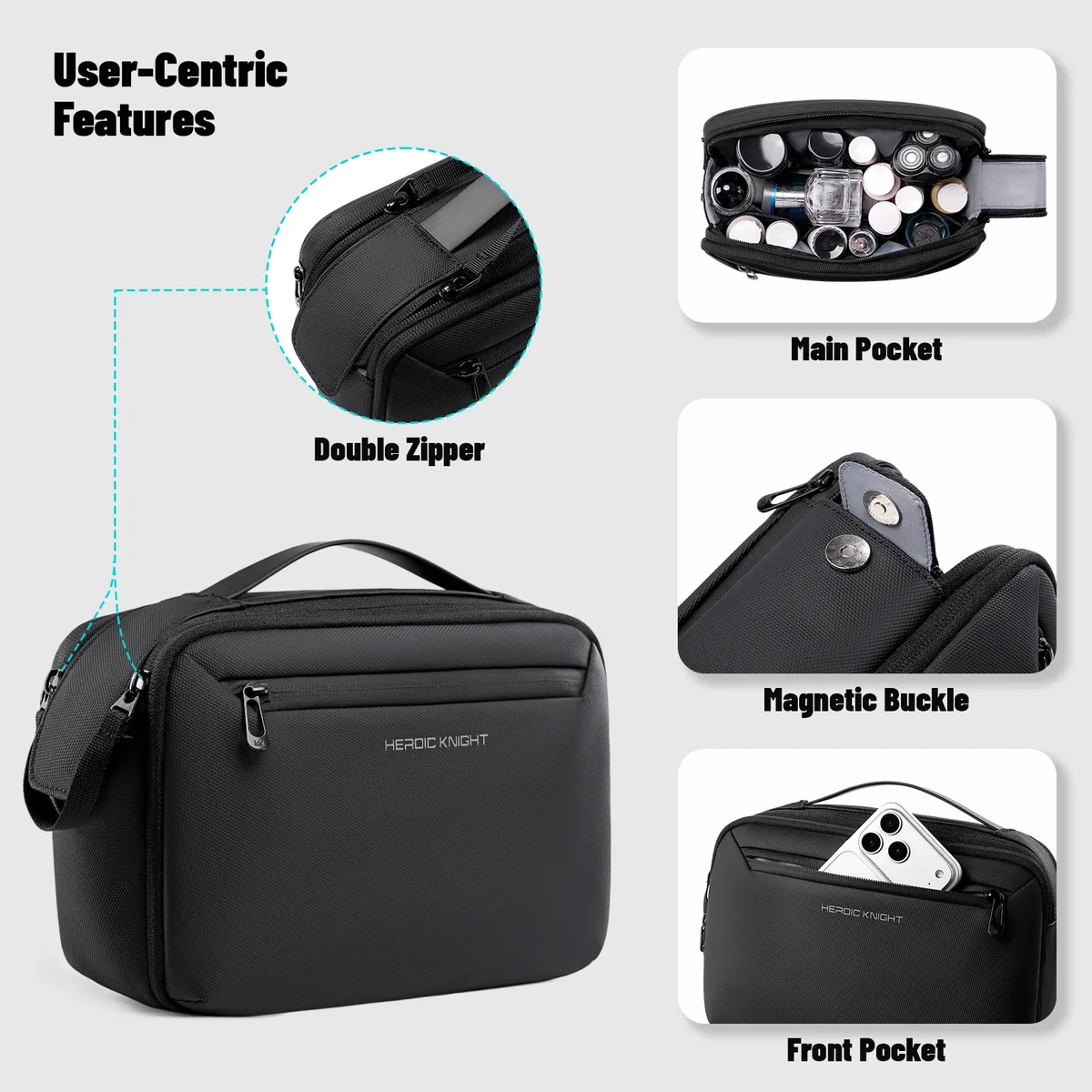 trousse de toilette portable hk étanche pour hommes et femmes – sac de voyage pour articles essentiels de sport, organisateur de maquillage et cosmétiques, sac à main de beauté