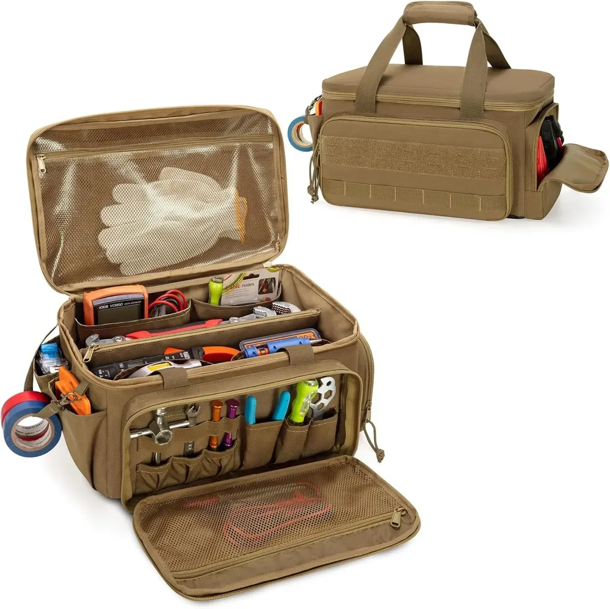 sacs de rangement d'outils robustes de 14 pouces, sacs à main de travail multifonctionnels pour mécanicien électricien charpentier constructeur plombier