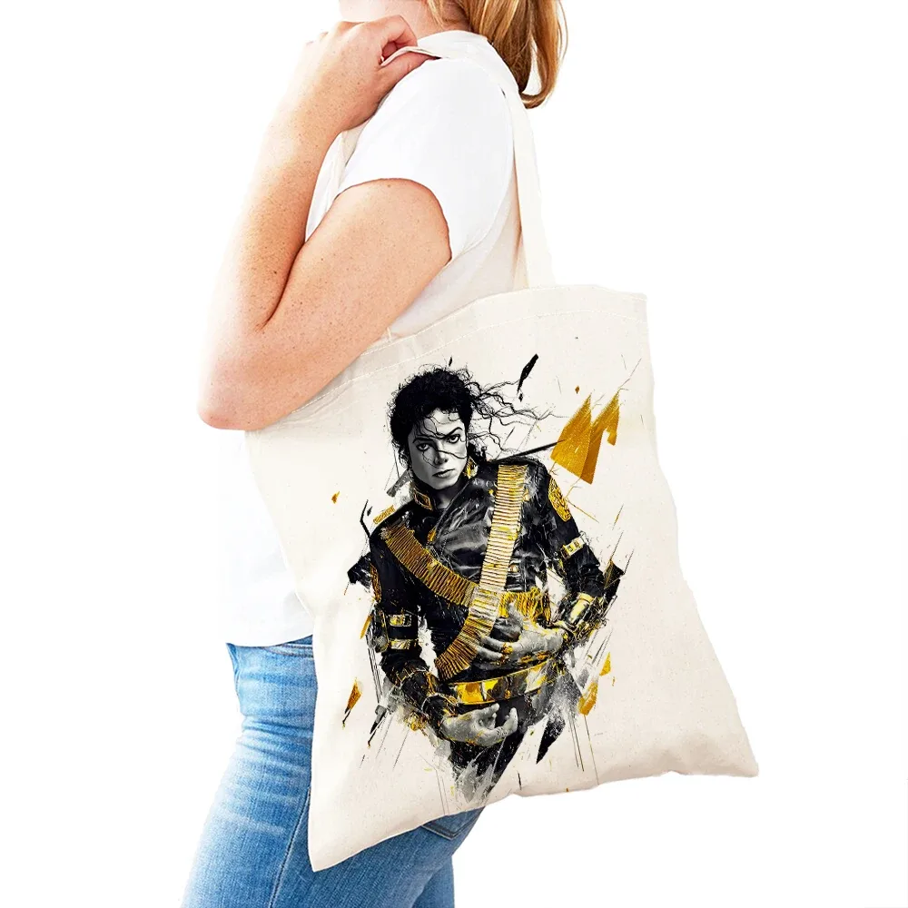 michael jackson – sac de shopping pour femmes, double impression, sacs de shopping super star lady, sac à main design, sac fourre-tout écologique, portable et pratique