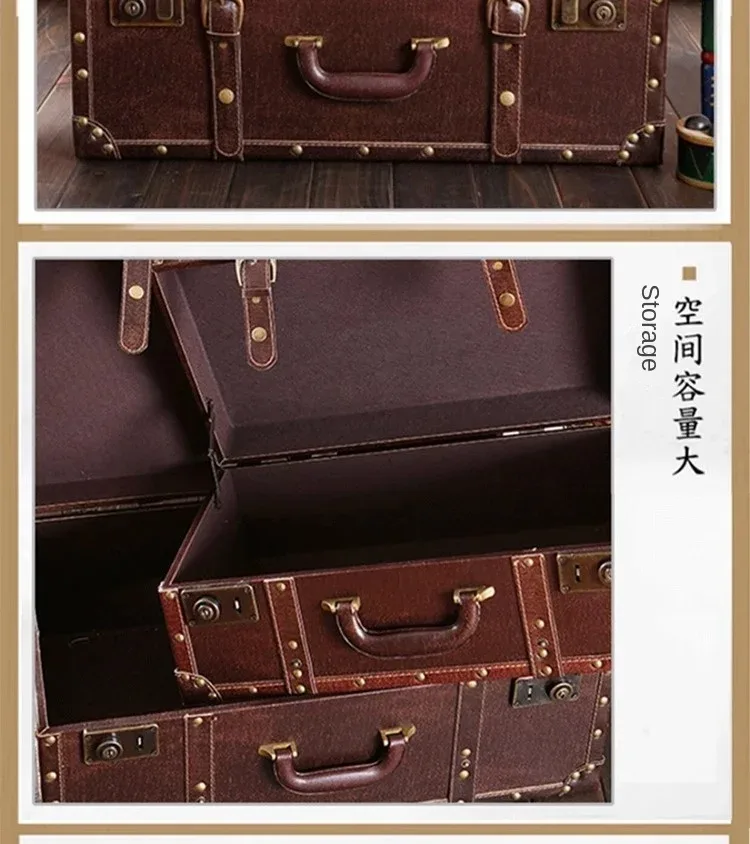 valise vintage en cuir antique nostalgique, petit système de pad, accessoires de photographie portables, sac à