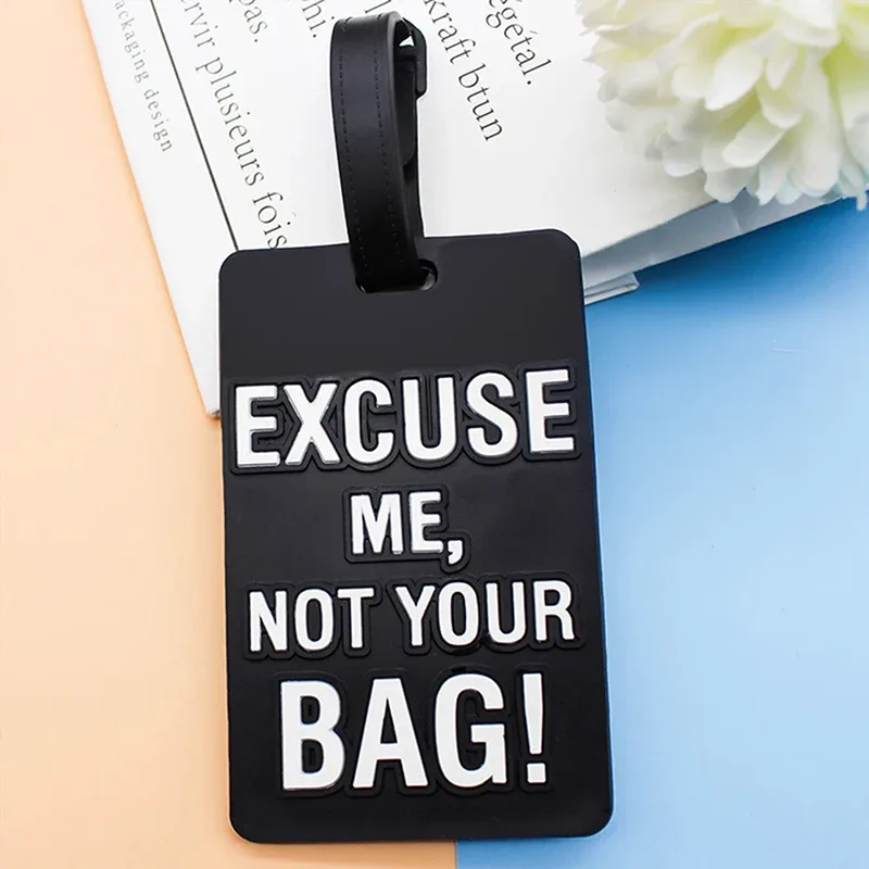 étiquettes de bagage en silicone, lettre créative, pas votre sac, accessoires de voyage, valise, style dessin animé, mode, portable, 2022
