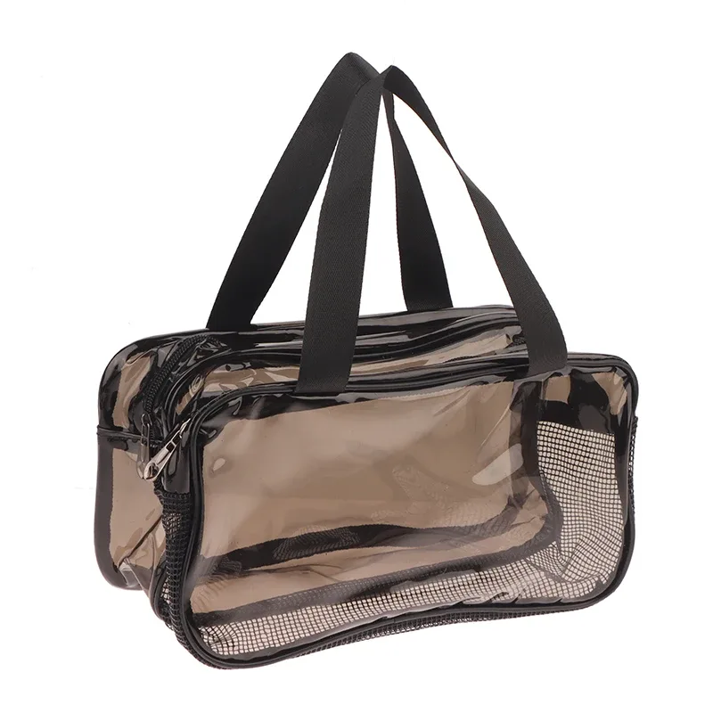 1pcs trousse de toilette double couche grande capacité, organisateur cosmétique portable, sac de voyage transparent et imperméable pour femme