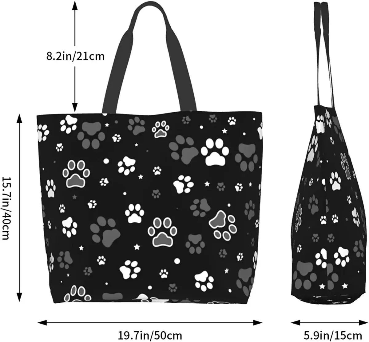 Grand sac fourre-tout imprimé patte de chien pour femme, sac de plage portable, sacs d'épicerie réutilisables, sac à main initié étanche