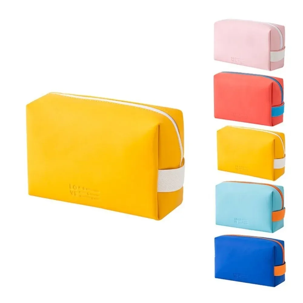 sac à cosmétiques de grande capacité en cuir pu, couleurs bonbons, sac de voyage pour maquillage, conception multifonctionnelle, sac de rangement étanche pour articles de toilette
