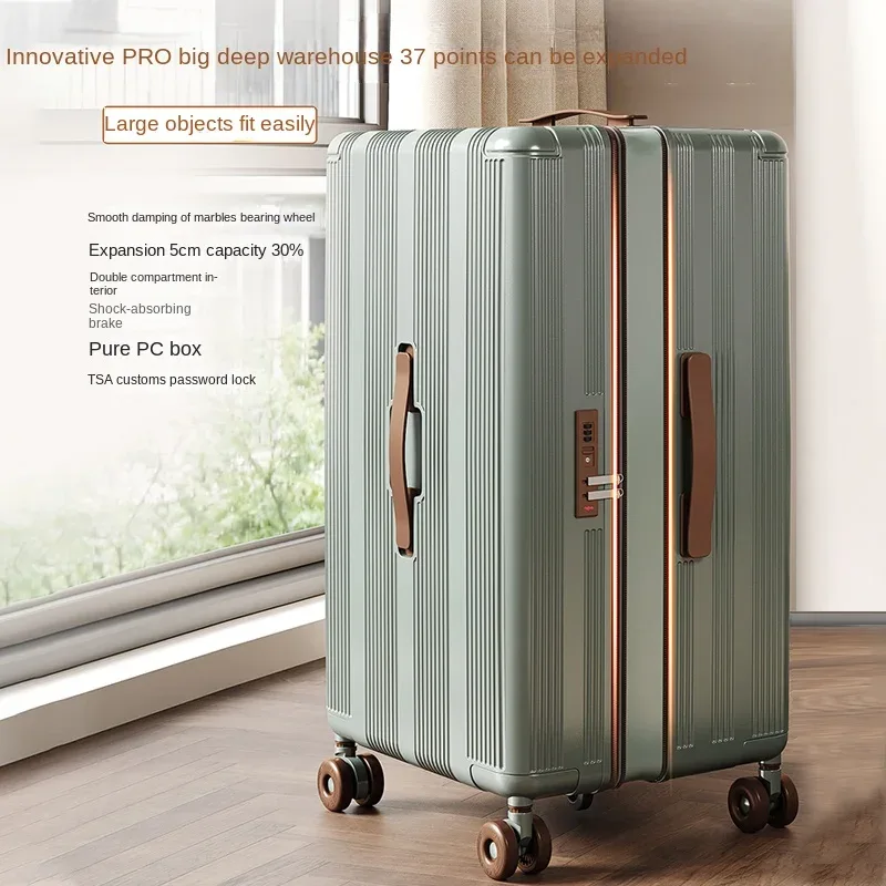 nouvelle valise extensible 2026 de 30 pouces, grande capacité, rangement profond, matériau pc, compartiment 3:7, valise cabine de 20 pouces