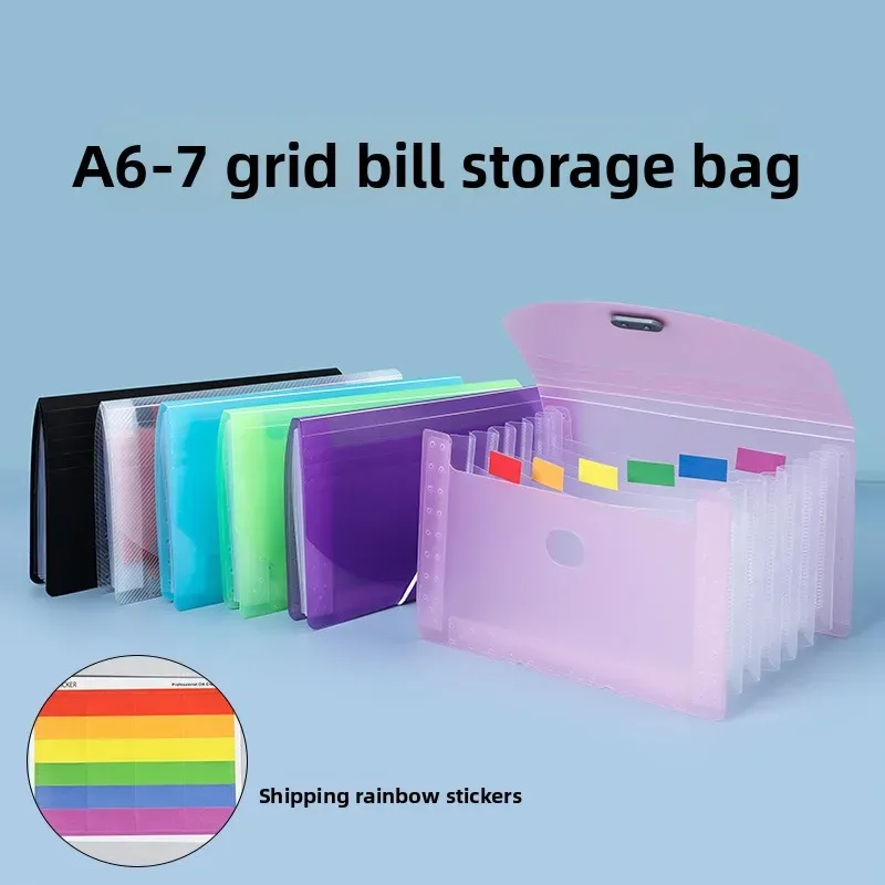 Mini sac de rangement pour accordéon A6, multifonctionnel PP étanche, sac de rangement pour reçus et factures, Clip pour documents, 7 compartiments étanche