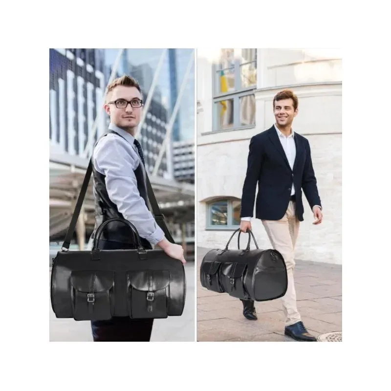 sac à bandoulière multifonction en cuir pu pour homme, imperméable, pour voyage d'affaires, grande capacité, pliable, pour vêtements, 2025