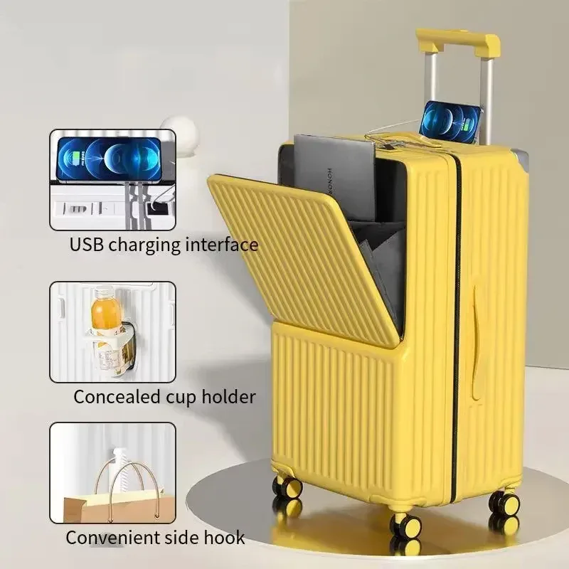 colenara usb valise de chargement ouverture avant ordinateur portable chariot étui chariot style sac de voyage 24 "26" 28 "30 pouces bagages de grande capacité