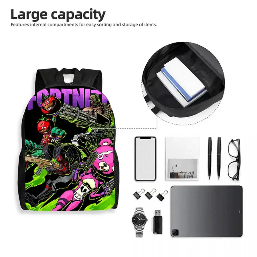 ensemble de 3 sacs à dos pour enfants, sac à lunch et trousse à crayons, sac fortnite à motif de dessin animé, léger pour garçons et filles de 6 à 10 ans, porte-clés imprimé en 3d gratuit