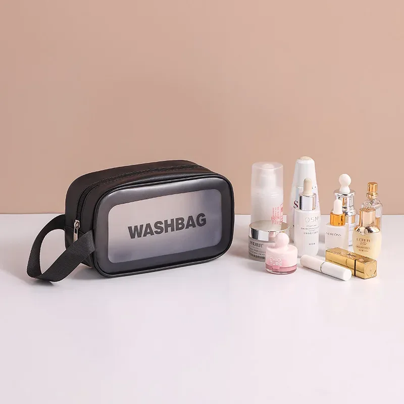 sac de lavage de voyage portable, pochette de rangement transparente et étanche pour maquillage, organisateur de cosmétiques de grande capacité, étui de beauté pour femmes