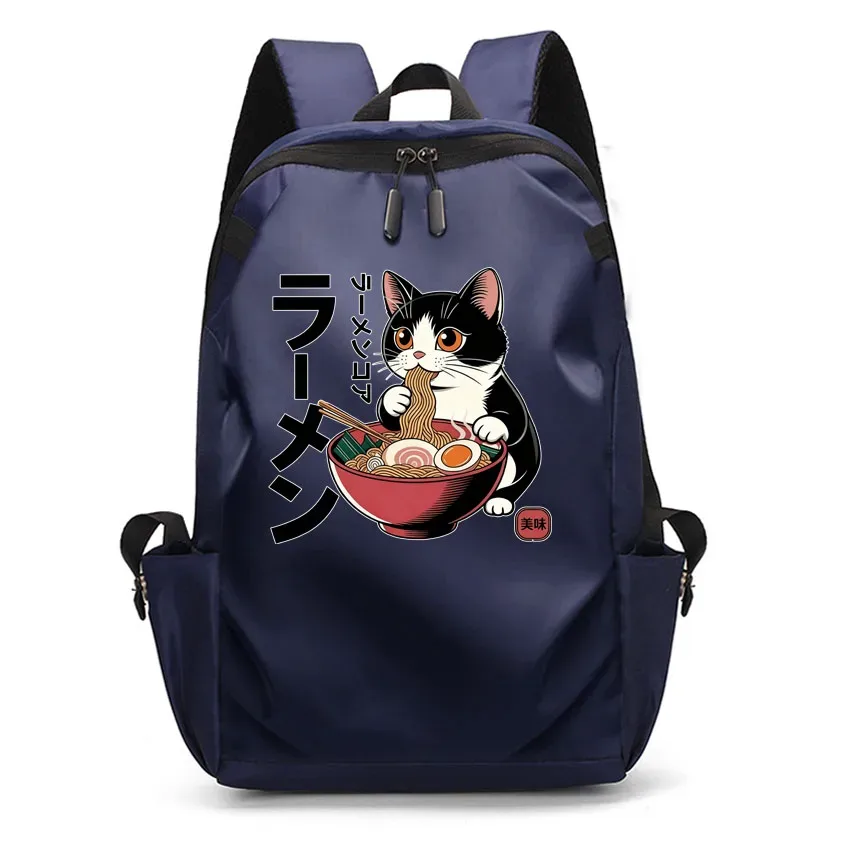 ordinateur portable usb sac à dos sac d'école drôle dessin animé ramen chat motif imprimé sac à dos sac à dos hommes femmes loisirs sac à dos