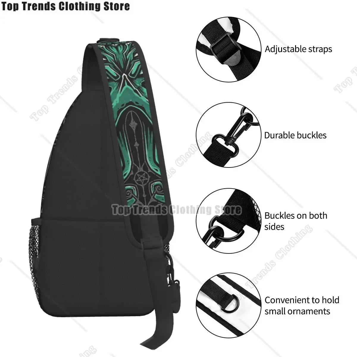 l'appel de cthulhu sac à bandoulière sport grand sac de poitrine unisexe femmes homme mode sacs à dos à bandoulière voyage