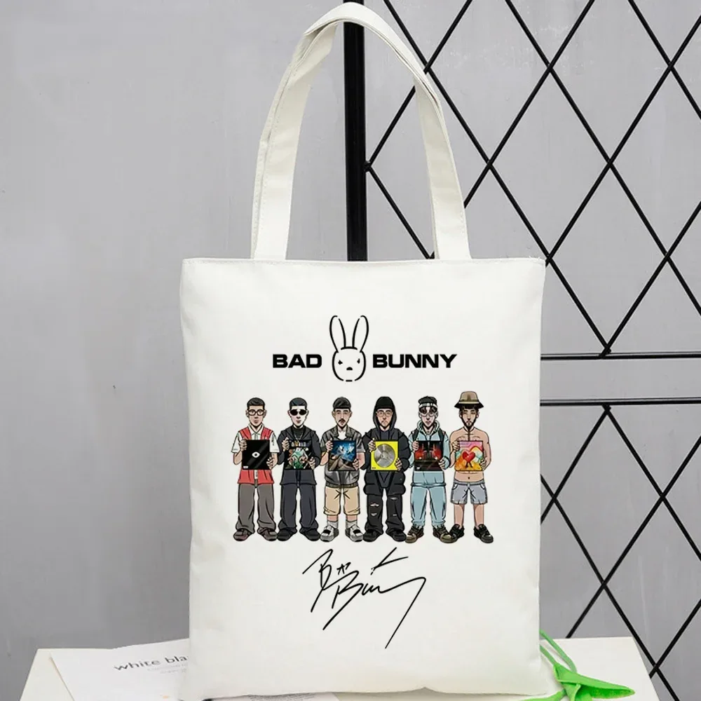sac fourre-tout bad bunny, sac de courses personnalisable, pliable, réutilisable, à bandoulière, pour femme