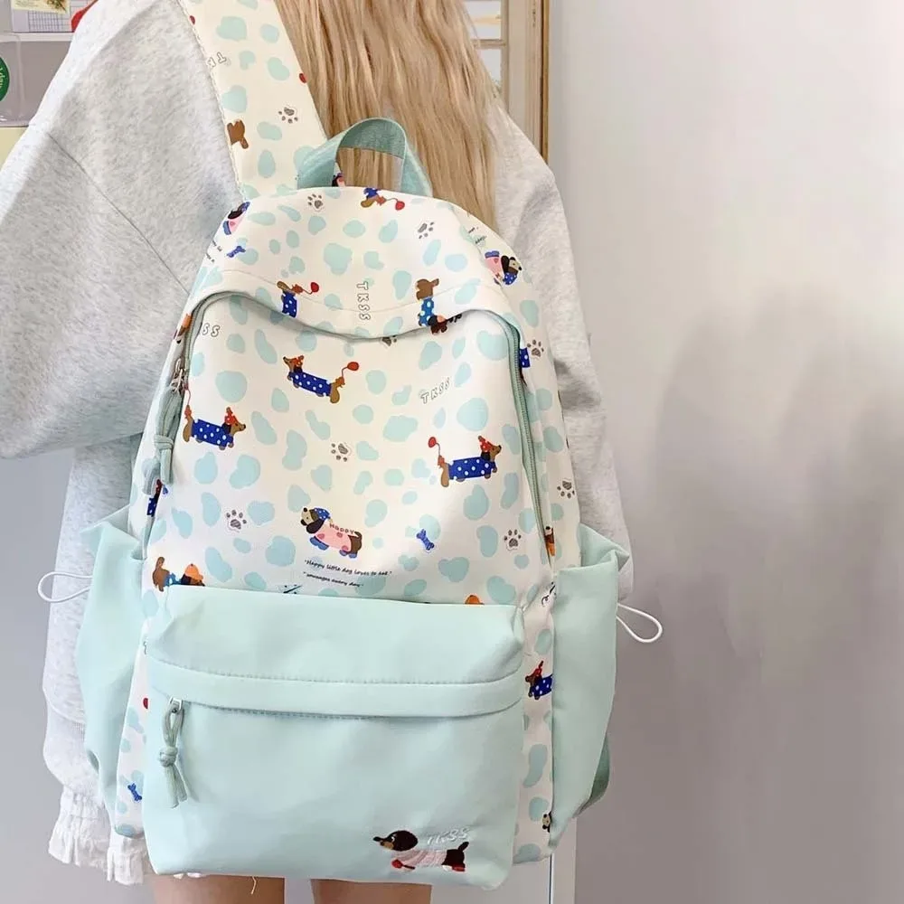 sac à dos en nylon pour étudiants, motif teckel, décontracté, durable, avec sangles fixes, en polyester, grande capacité, pour usage quotidien