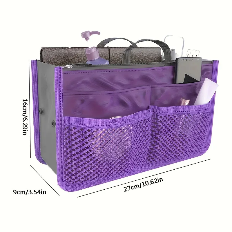 sac de maquillage multifonctionnel de grande capacité, sac de voyage portable à double fermeture éclair, sac de rangement pour articles de toilette, sac pour maman, sac cosmétique multi-poches