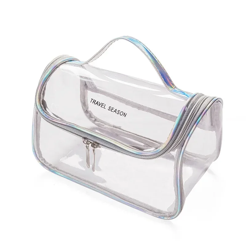 sac à cosmétiques de maquillage transparent, pochette de toilette de voyage portable, pochette transparente étanche, rangement, kit de lavage de voyage à domicile, étui de maquillage