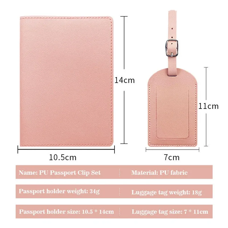 porte-passeport en cuir pu épais multicolore, couverture de passeport avec carte en papier, ensemble d'étiquettes de bagage