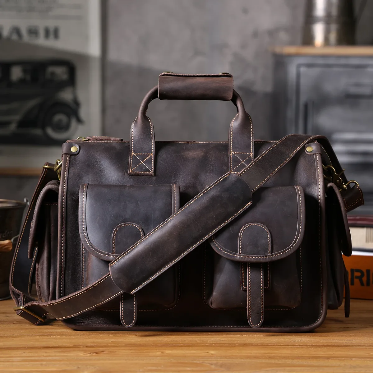 s. punta ker-sac à main vintage en cuir group pour homme, sacoche pour ordinateur portable de 14 pouces, en peau de vache, cadeau d'urgence