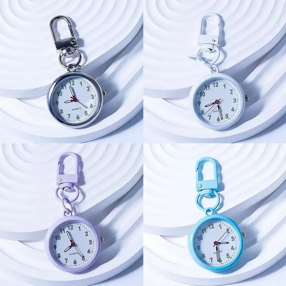 montre d'examen à mouvement silencieux, boîtier en alliage, mini format, montre de poche, design réutilisable, étui en cuir, montre à quartz, décoration pour sac à dos