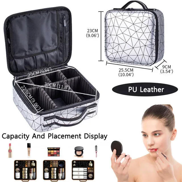 trousse de maquillage portable, boîte professionnelle, sac de rangement de maquillage, sac à cosmétiques étanche pour femmes pour voyage