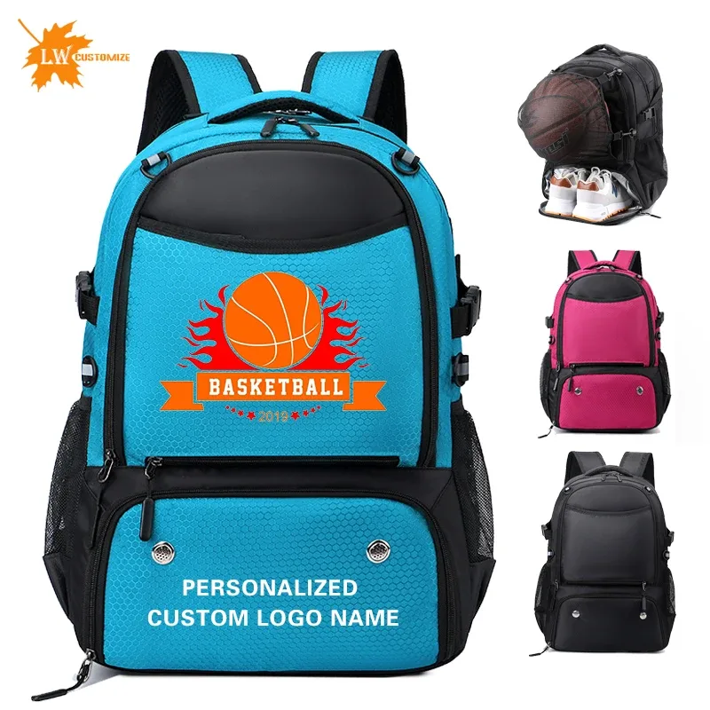 Sac à dos de basket-ball personnalisé avec logo imprimé, sac de football d'extérieur, sac de badminton, sac de rangement pour le baseball, nom et numéro personnalisés