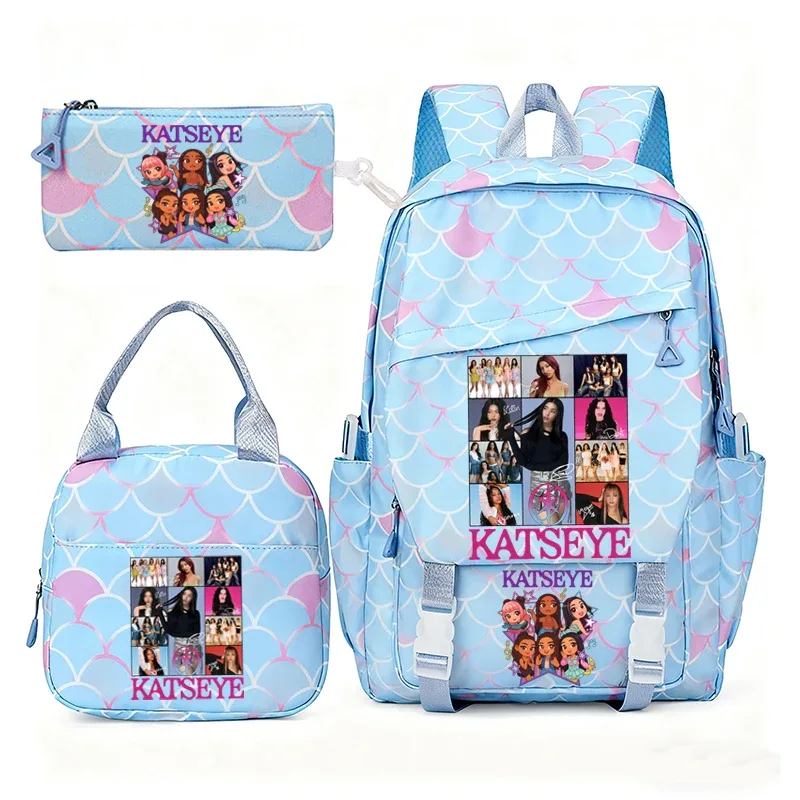 katseye musique sacs à dos pour filles garçons 3 pièces voyage haute capacité étudiants sacs d'école couleur fraîche ordinateur portable mochilas yk2